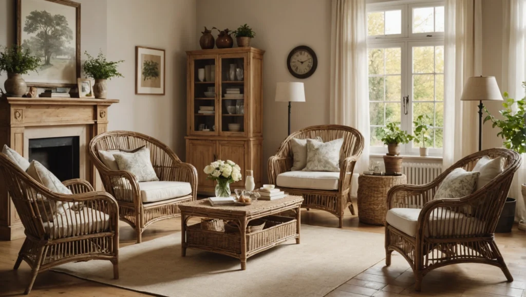 landhausstil rattan sofa wohnzimmer